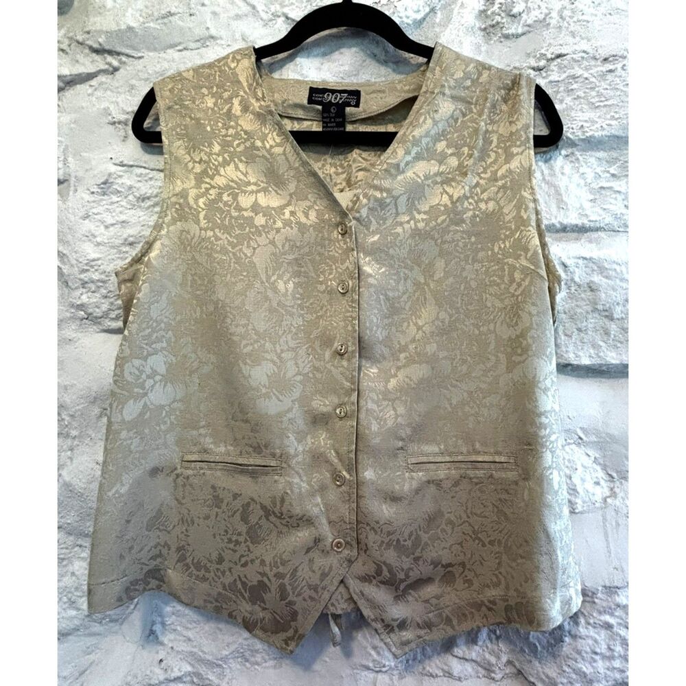 Vtg Silk Jacquard Vest Back Lacing NWT Steampunk Renaissance Faire 90s Y2K